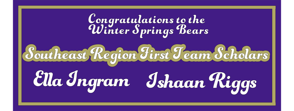 First Team Southeast Region Scholars